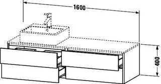 Duravit WTU XSquare, 4 SK, wandh, Becken links 400x1600x548mm, Weiß Matt – Bild 3