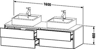 Duravit Waschtisch-Unterbau XSquare, 4 SK, wandh. 400x1600x548mm, Weiß Seidenmatt – Bild 3