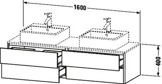 Duravit Waschtisch-Unterbau XSquare, 4 SK, wandh. 400x1600x548mm, Weiß Seidenmatt – Bild 2