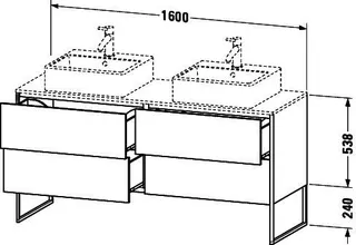 Duravit WTU XSquare 778x1600x548mm 4 Schubk., Schwarz Hochglanz – Bild 2