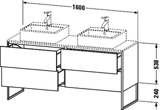 Duravit WTU XSquare 778x1600x548mm 4 Schubk., Schwarz Hochglanz – Bild 3