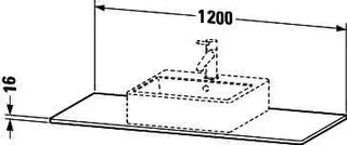 Duravit Konsole XSquare mit einem Ausschnitt 16x1200x550mm, Weiß Hochgl. – Bild 2