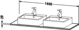 Duravit Massivholzkonsole XSquare,2 Ausschn. 20x1400x550mm, Amerik. Nussbaum massiv – Bild 2