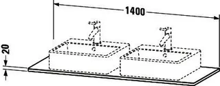 Duravit Massivholzkonsole XSquare,2 Ausschn. 20x1400x550mm, Amerik. Nussbaum massiv – Bild 3