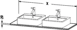 Duravit Massivholzkonsole XSquare,2 Ausschn. 20x1400x550mm, Amerik. Nussbaum massiv – Bild 4
