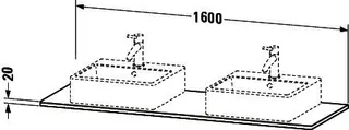 Duravit Massivholzkonsole XSquare,2 Ausschn. 20x1600x550mm, Amerik. Nussbaum massiv – Bild 2