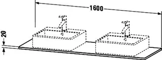 Duravit Massivholzkonsole XSquare,2 Ausschn. 20x1600x550mm, Amerik. Nussbaum massiv – Bild 3