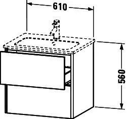 Duravit WTU XSquare 560x610x478mm 2 Schubk., Basalt Matt – Bild 2