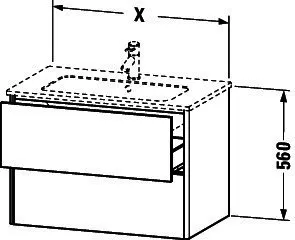 Duravit WTU XSquare 560x610x478mm 2 Schubk., Basalt Matt – Bild 3