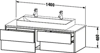 Duravit Waschtisch-Unterbau XSquare, 4 SK, wandh. 400x1400x548mm, Taupe – Bild 2