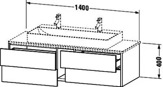 Duravit Waschtisch-Unterbau XSquare, 4 SK, wandh. 400x1400x548mm, Taupe – Bild 3