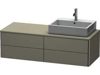 Duravit WTU XSquare, 4 SK, wandh, Becken rechts 400x1400x548mm, Taupe Seidenmatt – Bild 3