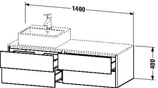 Duravit WTU XSquare, 4 SK, wandh, Becken rechts 400x1400x548mm, Taupe Seidenmatt – Bild 5