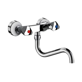KD Wand Zweigriffmbatt. f.Spüle,Schwenkausl. unten L200mm