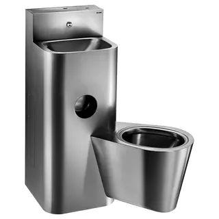 KD Gefängniskombi KOMPACT Waschtisch WC wandh. rechts Edst. 1.4301 sat