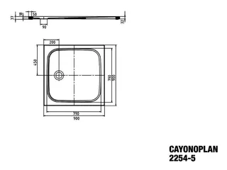Kaldewei Duschwanne CAYONOPLAN Mod.2254-5,900x900mm, man,PEFF,Wt extrafl. – Bild 3