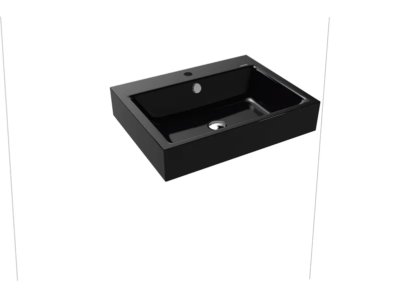 Kaldewei WB PURO WANDWASCHTISCH Mod.3164,600x 460mm,schwarz,PEFF,AD,m. 1HL,mÜL,chr