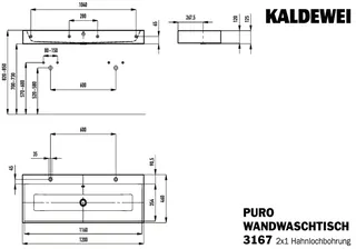 Kaldewei WB PURO Mod.3167-D,1200x460mm,man, PEFF,AD,m. 2x1HL,mÜL,chr – Bild 3