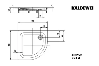 Kaldewei Duschwanne ZIRKON MIT WANNENTRÄGER Mod.604-2, 900x900mm,alpinweiß,PEFF,AS,m. Waschtisch – Bild 3
