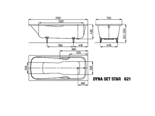 Kaldewei Badewanne DYNA SET STAR Mod.621,1700x750mm, pergamon – Bild 3