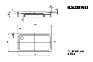 Kaldewei Duschwanne DUSCHPLAN MIT WANNENTRÄGER Mod. 425-2,750x1400mm,alpinweiß,PEFF,m. Waschtisch – Bild 4