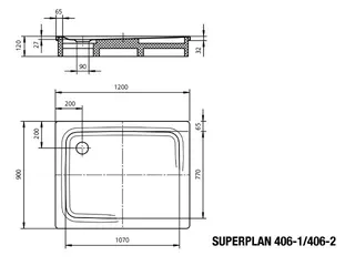 Kaldewei Duschwanne SUPERPLAN CLASSIC Mod.406-1,900x 1200mm,bahamabeige,mit Vollantislip – Bild 3