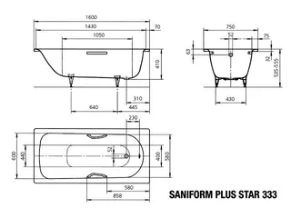 Kaldewei Badewanne SANIFORM PLUS STAR Mod.333,1600x 750mm,bahamabeige – Bild 4
