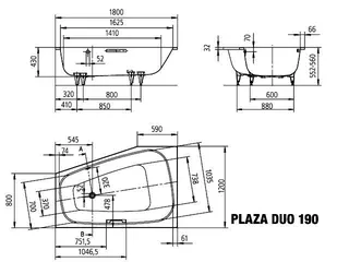 Kaldewei Badewanne PLAZA DUO RECHTS Mod.190,1800x1200 mm,pergamon – Bild 4