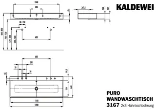 Kaldewei WB PURO Mod.3167-D,1200x460mm,man, PEFF,AD,m. 2x3HL,mÜL,chr – Bild 3