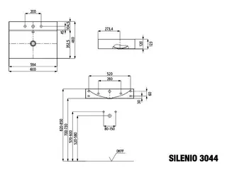 Kaldewei WB SILENIO WANDWASCHTISCH Mod.3044, 600x460mm,perga,PEFF,AD,m. 1HL,mÜL,chr – Bild 3