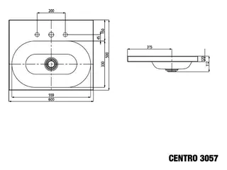 Kaldewei WB CENTRO Mod.3057,600x500mm,alpwm, PEFF,AD,m. 1HL,oÜL – Bild 3