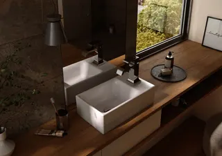TOTO Aufsatzhandwaschbecken CS 400mm eckig, mit Hahnloch, ohne Überlauf – Bild 2