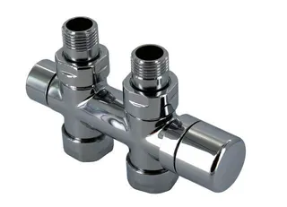 Zehnder Anschluss-Armatur Set O M30x1,5, Durchgangsform, chrom