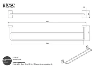 Giese Badetuchhalter doppelt L:590 mm – Bild 2