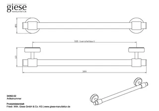 Giese Handtuchhalter rund L = 400 mm mit Magnetbefestigung für Heizkörper – Bild 2