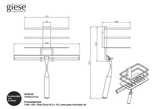 Giese Duschkorb Piano mit Haken und Wischer – Bild 2