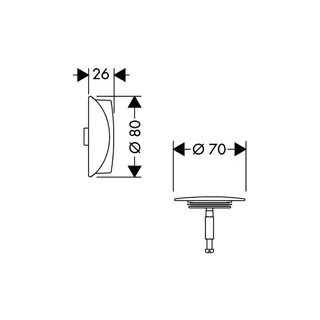 Hansgrohe Ab-u.Überlaufgarnitur Flexaplus F-Set (Griff u.Stopfen) BBC – Bild 2