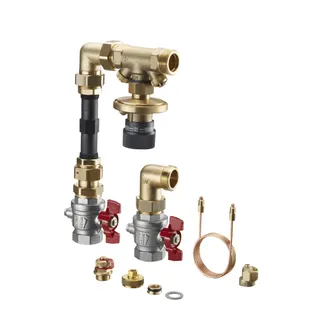 OVENTROP-Wärmemengenzähler-Anschluss-Set für Verteiler, Eck, Hycocon DTZ, KH DN25