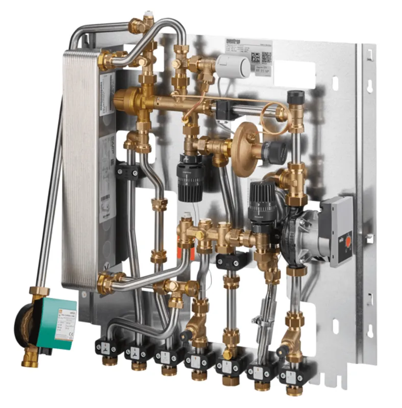 OVENTROP-Wohnungsstation "Regudis W-HTF" m.Zirk.,m.Mischer,17 l/min,WT nickelgel.