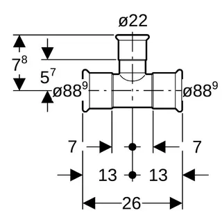Geberit Mapress Kupfer T-Stück reduziert d88,9-22-88,9 – Bild 4