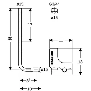 Geberit Mapress Metallrohranschlussbogen 90Gr mit Anschlussverschr. Rg/Cu d15-15-L30 – Bild 4