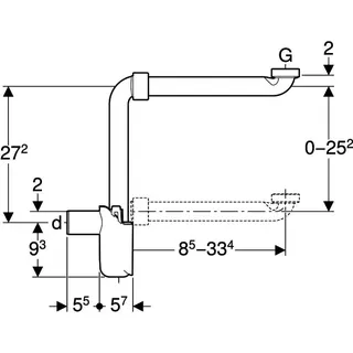 Geberit Tauchrohrgeruchsverschluss für WB G1 1/4 d40 Raumsparmodell Abgang horiz. – Bild 3