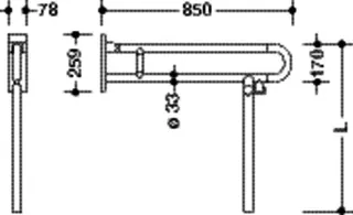 HEWI Stützklappgriff Ser 801, L:850mm, mit Bodenstütze signalweiß – Bild 5