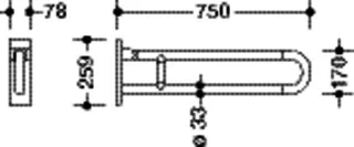 HEWI Stützklappgriff, drehb., Ser 801, L:750mm, antimikrobiell signalweiß – Bild 5