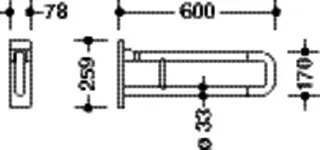 HEWI Stützklappgriff drehb. Ser 801, L:600mm, Aluminiumkern reinweiß – Bild 5