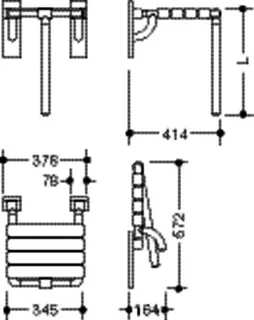 HEWI Klappsitz mit Bodenstütze Ser 801, B:378 mm, T:414 mm reinweiß – Bild 5