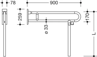 HEWI Stützklappgriff Ser 801, L:900mm, mit Bodenstütze reinweiß – Bild 4