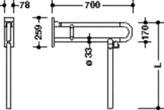 HEWI Stützklappgriff drehb. Ser 801, L:700mm, mit Bodenstütze signalweiß – Bild 5