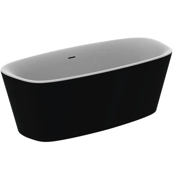 Ideal Standard freistehende Duo-Badewanne DEA m.Ablauf, 170x75x47/61cm, Schwarz Matt