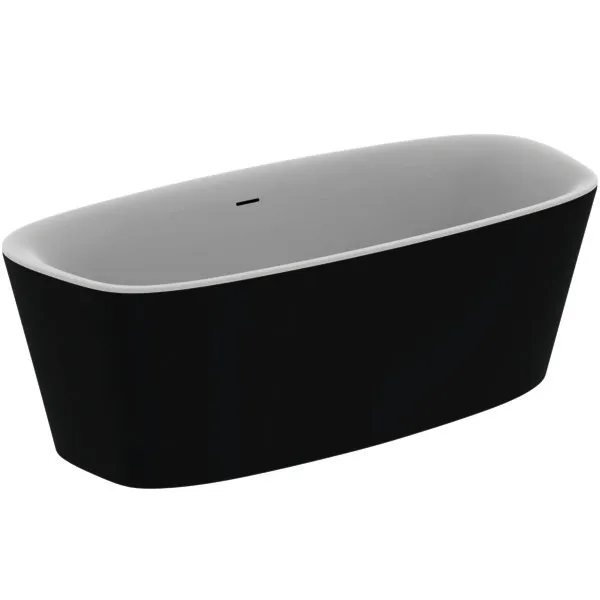 Ideal Standard freistehende Duo-Badewanne DEA m.Ablauf, 180x80x47/61cm, Schwarz Matt